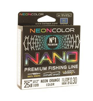 Леска Balsax Nano Neon Orange Box 100м 0,3 (11,5кг)