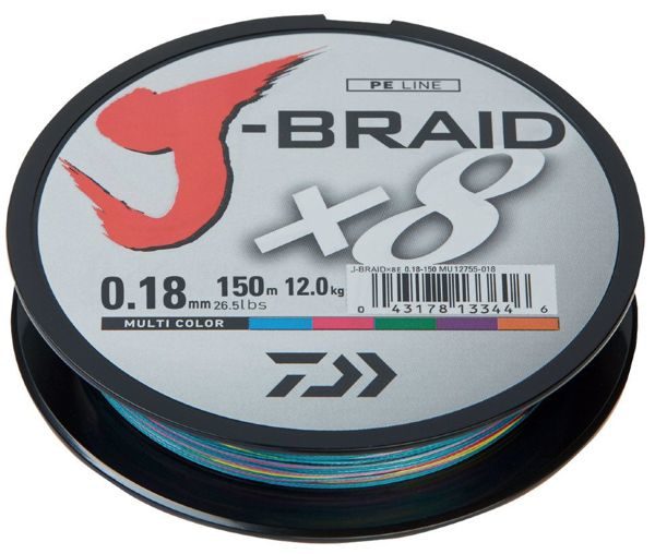 Леска плетеная Daiwa J-Braid X8 150м 0,18мм мультиколор