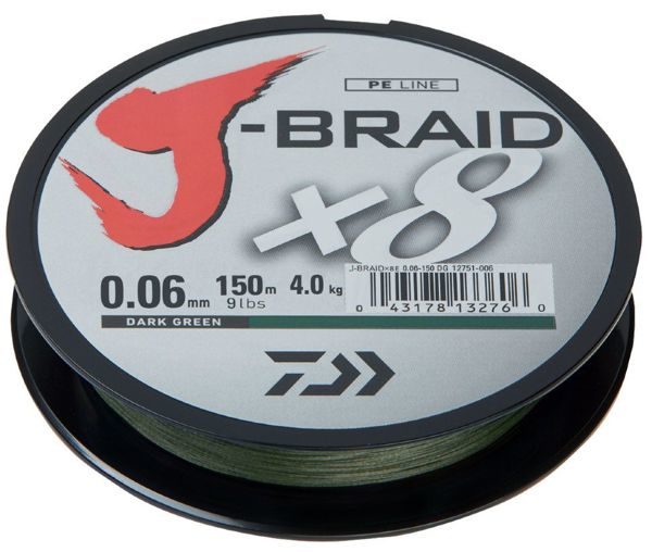 Леска плетеная Daiwa J-Braid X8 150м 0,06мм флуор-желтая