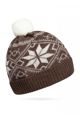 Шапка детская Norveg цвет коричневый с белыми снежинками (текстильный помпон) 7CWU-018