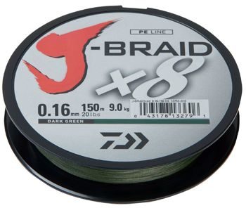 Леска плетеная Daiwa J-Braid X8 150м 0,16мм зеленая